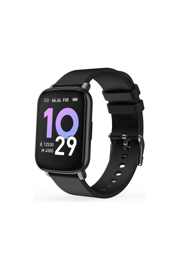 Smart Watch 1.65 Inch Touch Screen Fitness Smart Watch IP68 Waterproof Tracker Watch, Pedometer Sports Running Watch with Android and iOS (Black)