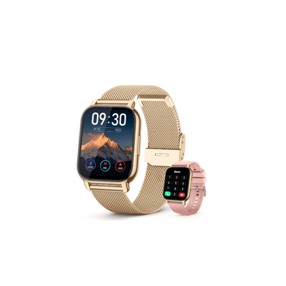 Chronus Women's Smartwatch, 1.85" HD LCD Bluetooth Smartwatch, for Android and iOS (Gold)