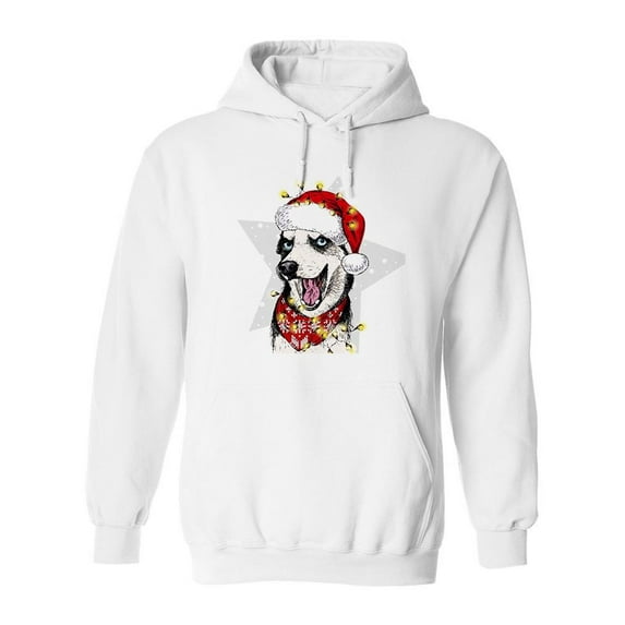 Chrsitmas Husky Hoodie Men -Image by Shutterstock, Male Medium