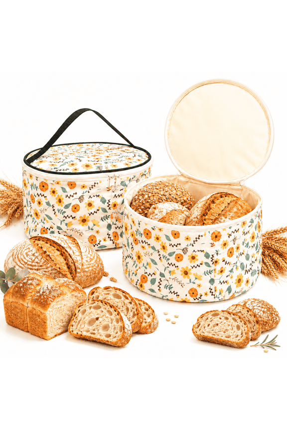 2 Pack Beeswax Bread Bags for Sourdough, Reusable Cotton Linen Bread Storage Bags with Zipper, 9.4 x 5.9 in, Bread Keeper Bags for Freezer Storage