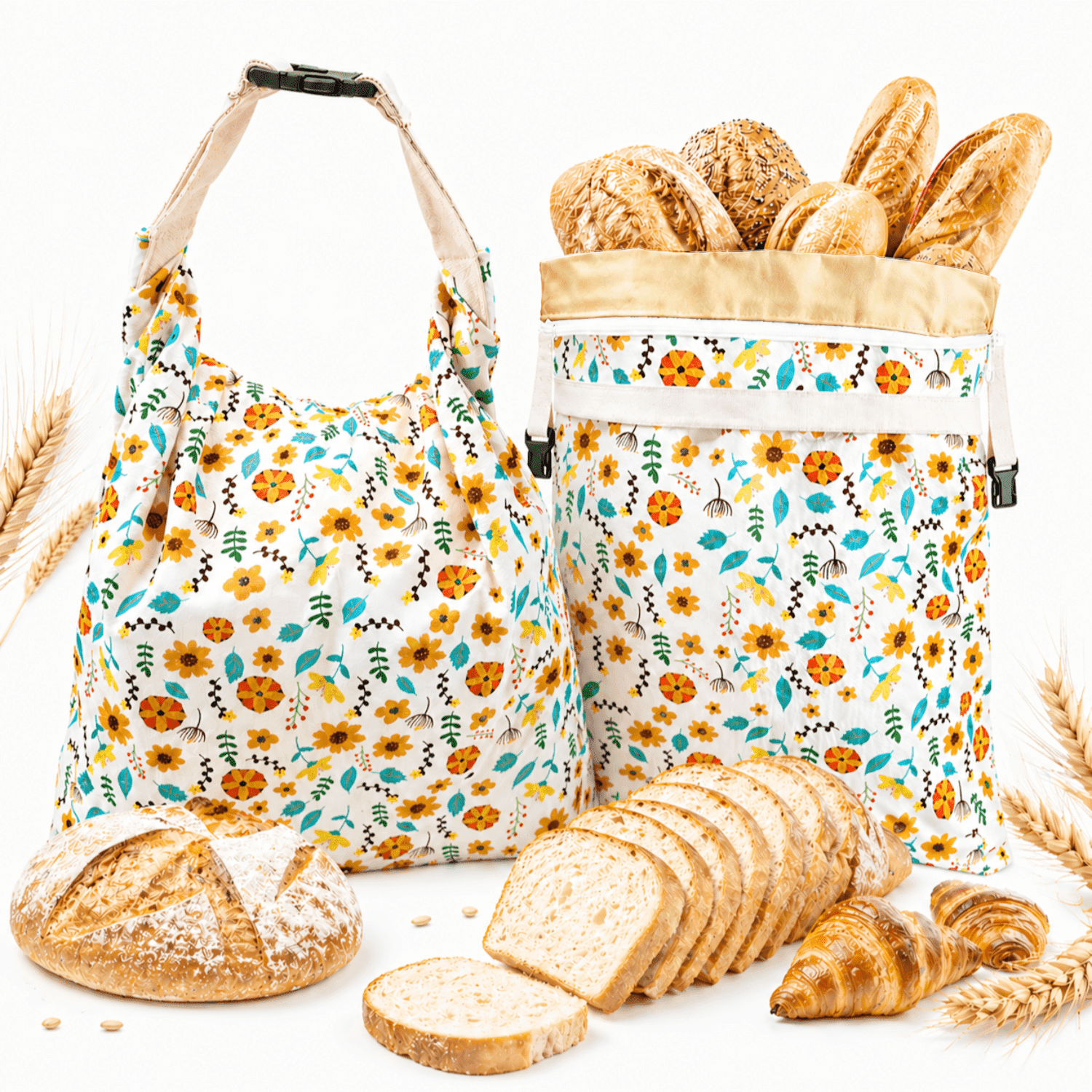 ChrumpTon 2 Pack Beeswax Bread Bags for Sourdough, Reusable Cotton Linen Bread Storage Bags with Zipper, Large 17 x 13 Inch, Suitable for Freezer Storage, Helps Keep Bread Fresh Longer