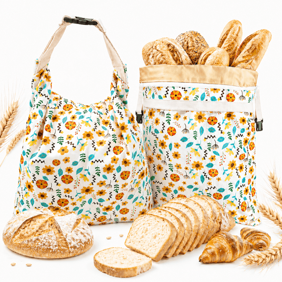 ChrumpTon 2 Pack Beeswax Bread Bags for Sourdough, Reusable Cotton Linen Bread Storage Bags with Zipper, Large 17 x 13 Inch, Suitable for Freezer Storage, Helps Keep Bread Fresh Longer