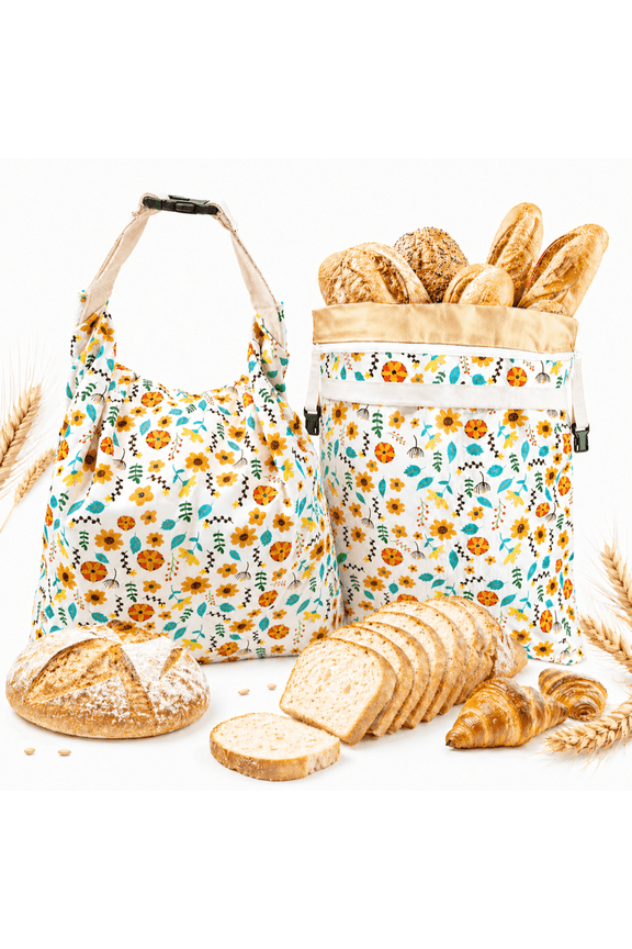 2 Pack Beeswax Bread Bags for Sourdough, Reusable Cotton Linen Bread Storage Bags with Zipper, Large 17 x 13 Inch, Suitable for Freezer Storage, Helps Keep Bread Fresh Longer