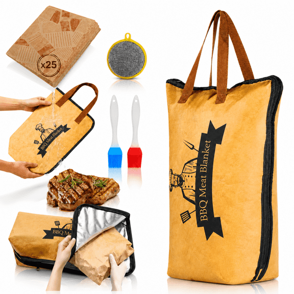 ChrumpTon BBQ Blanket for Resting Meat, 21 Inch Reusable Meat Resting Bag Set with Wide Mouth Opening for Brisket, Ribs, Pulled Pork, Turkey and Beef, BBQ Accessories for Grilling and Smoking