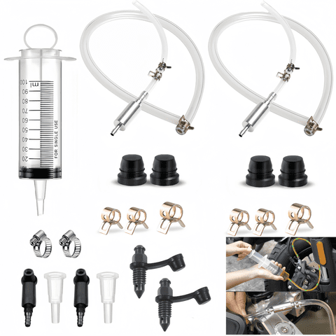 ChrumpTon Brake Bleeder Kit with 2 Sets of One-Way Check Valve Brake Bleeder Hoses - for Motorcycle Brake System Repair & Maintenance