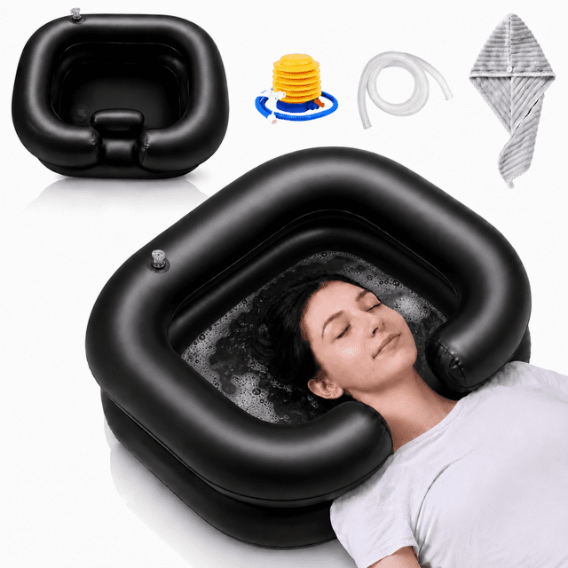 ChrumpTon Inflatable Hair Wash Basin, Portable Shampoo Bowl for Bedside ...