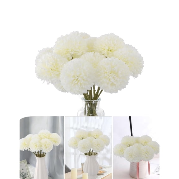 Chrysanthemum Ball Bouquet,QZS Silk Fake Flowers for Indoor Outdoor Decor,11.8x3In Artificial Flowers Chrysanthemum Ball for Home,Kitchen,Wedding,12Pcs