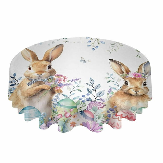 Chrysanthemum Dahlia Flower Tablecloths for Dining Table Waterproof Round Table Cover for Kitchen Living Room