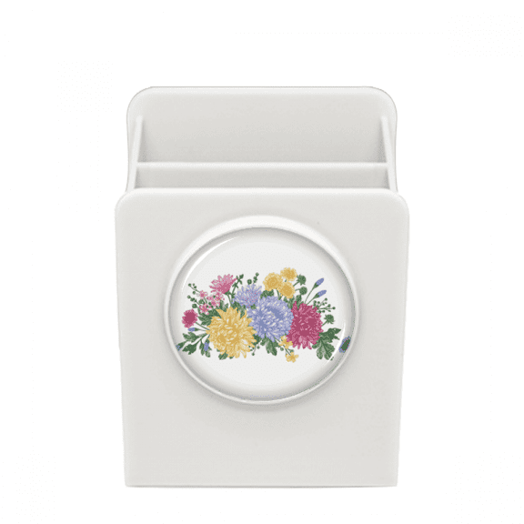 Chrysanthemum Greenery Flower Desk Pencil Holder Cup Pen Organizer