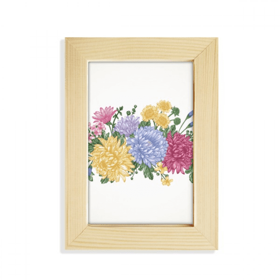 Chrysanthemum Greenery Flower Desktop Display Photo Frame Picture Art Painting 5x7 inch