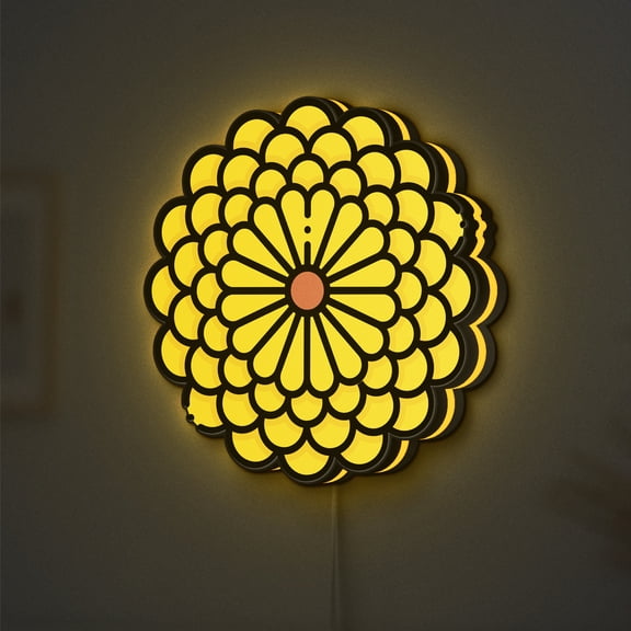 Chrysanthemum LED Lightbox - Nature Tropical Botanical Decor, Custom Led Sign for Home Office Shop Decor (Width 8 inch, 20cm)