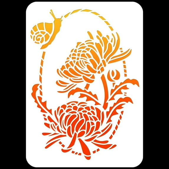 Chrysanthemum Painting Stencil Circle Snail Floral Wall Painting Stencil Art and Craft Stencils PET Reusable Templates for Wall Floor Wood Canvas Tile Decor 11.69x8.27inch