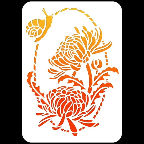 Chrysanthemum Painting Stencil Circle Snail Floral Wall Painting Stencil Art and Craft Stencils PET Reusable Templates for Wall Floor Wood Canvas Tile Decor 11.69x8.27inch for DIY