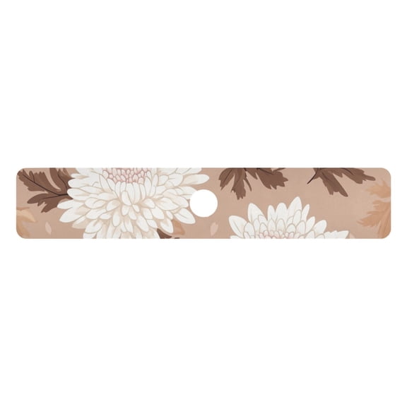 Chrysanthemum Pattern on Beige Background Kitchen Sink Splash Guard, Silicone Sink Faucet Mat Dry Out the Kitchen Bathroom