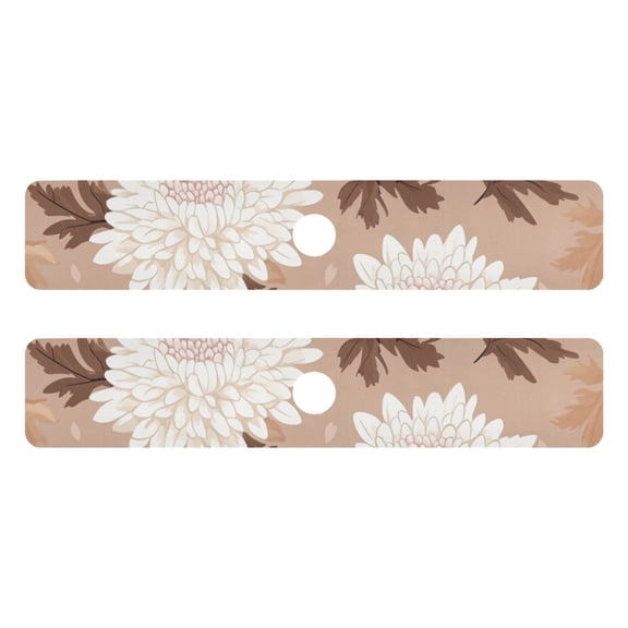 Chrysanthemum Pattern on Beige Background Kitchen Sink Splash Guard, Silicone Sink Faucet Mat Dry Out the Kitchen Bathroom