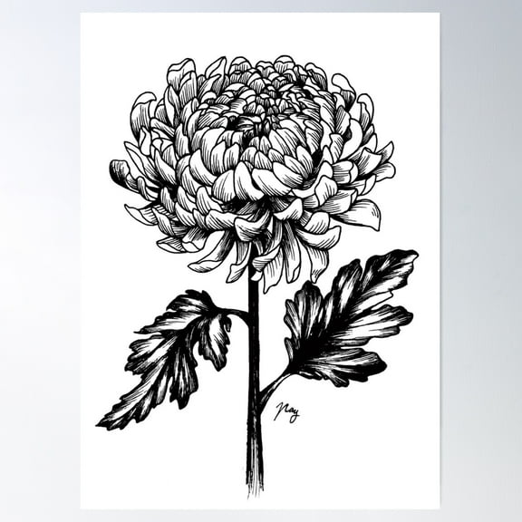 Chrysanthemum Poster Wall Art, Modern Wall Decor For Living Room Bedroom, 12x18 UNFRAMED