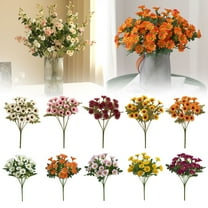 Chrysanthemum Simulation Bouquet Small Daisy Autumn White, Artificial Fall Flowers Mums Silk Floral Faux Plant Arrangements for Home Decor Indoor Outdoors Porch Pots Planter Decorations