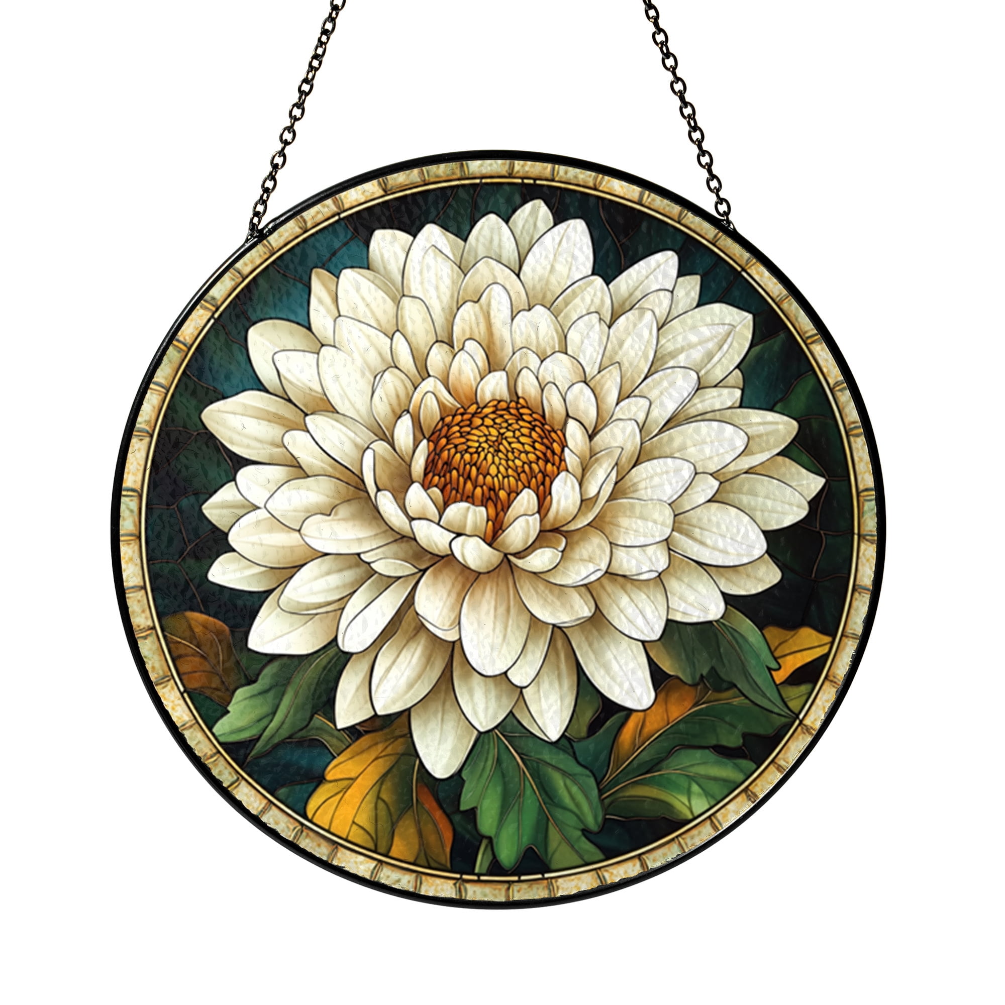 Chrysanthemum Stained Glass Suncatcher Elegant Bloom Window Display ...