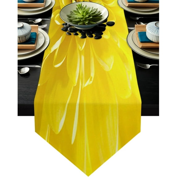 Chrysanthemum Yellow Table Runner Wedding Decoration Table Cover For Home Party Hotel Tablecloth Dining Table Decor