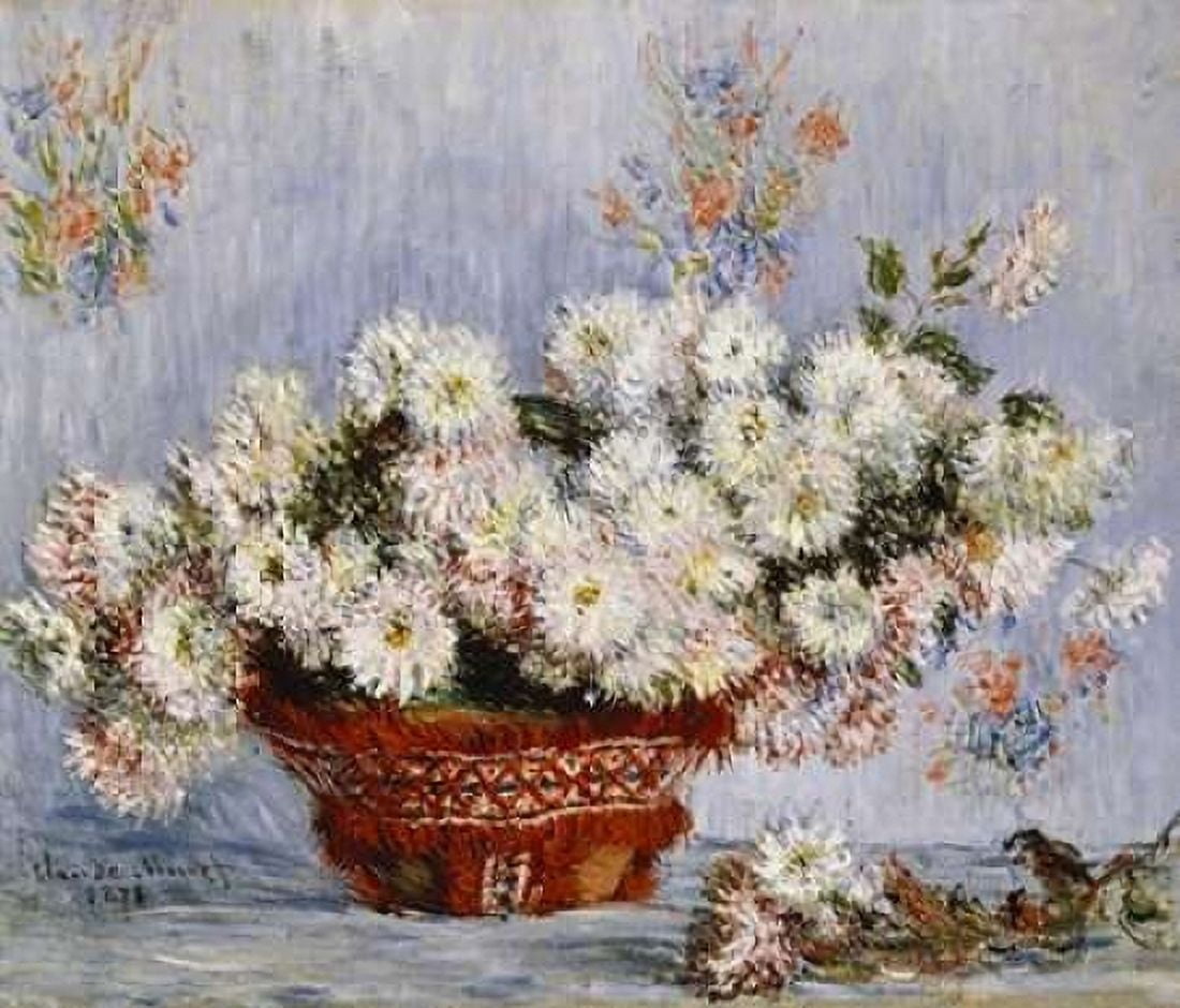 Chrysanthemums Canvas Art - Claude Monet (24 x 24)