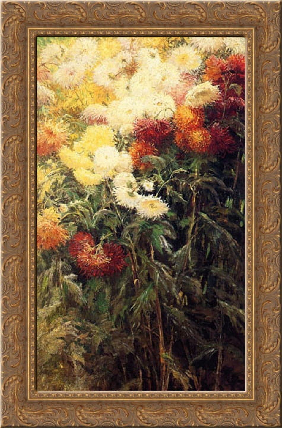 Chrysanthemums, Garden at Petit Gennevilliers 18x24 Gold Ornate Wood