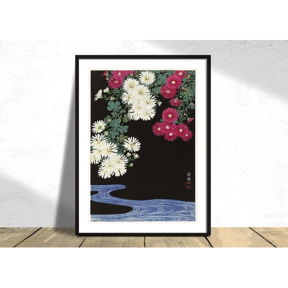 Chrysanthemums Ohara Koson Japanese Art Botanic Vintage Flower Poster Reproduction Asian Modern, Unframed Paper Poster 8x10in