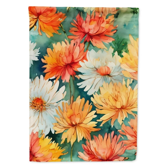 Chrysanthemums in Watercolor House Flag 28 in x 40 in