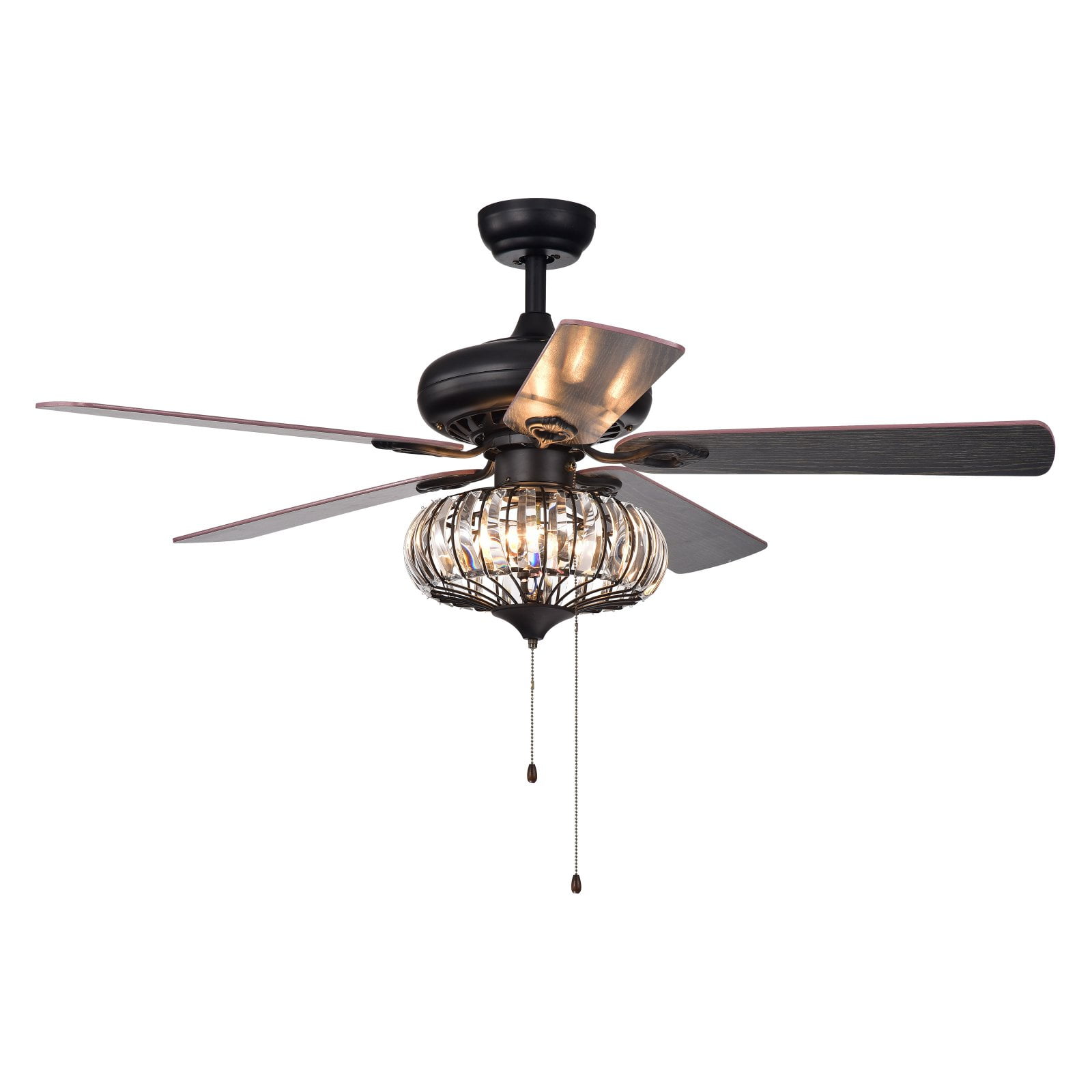 Chrysaor 52-Inch Matte Black and Bronze Crystal Chandelier Ceiling Fan