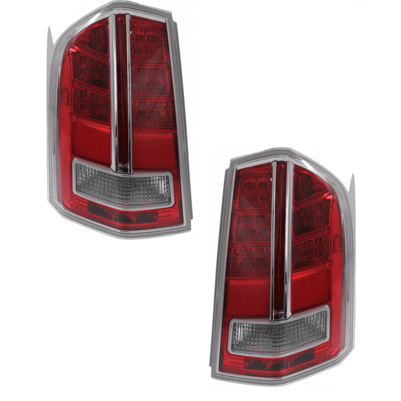 For Chrysler 300 2011 2012 Tail Light Driver and Passenger Side | Pair | LED | Clear Lens | Black Interior | Sedan/Platinum | Type 1 | Replacement For CH2800200, CH2801200 | 68042173AE, 68042172AE
