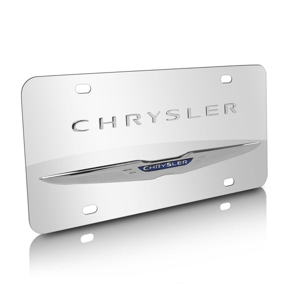 Chrysler 3D Dual Logo Mirror Chrome Stainless Steel License Plate