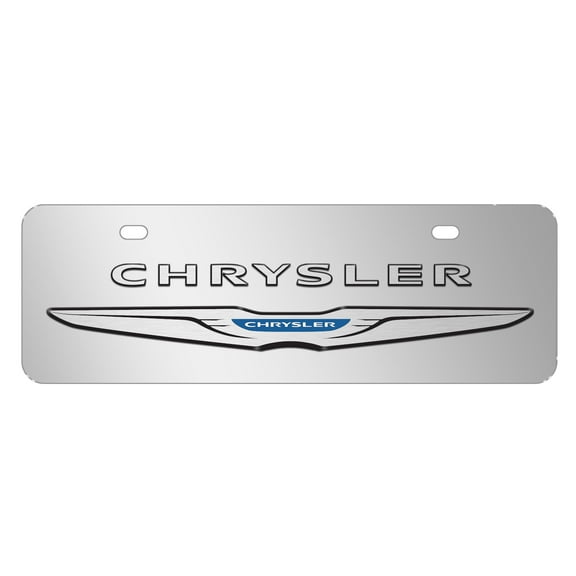 Chrysler 3D Logo 12" x 4.25" European Look Chrome Half-Size Stainless Steel License Plate