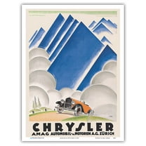 Chrysler - Across the Alps - Vintage Car Racing Poster by Otto Ernst c.1929 - Master Art Print (Unframed) 9in x 12in