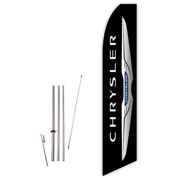 Chrysler Black Super Novo Feather Flag - Complete with 15ft Pole Set and Ground Spike