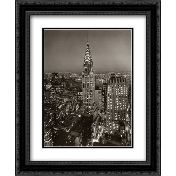 Chrysler Building 2x Matted 20x24 Black Ornate Framed Art Print by Henri Silberman