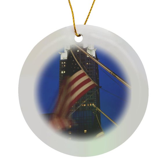 3drose, Chrysler Building, Manhattan, New York, Usa, Circle Porcelain Ornament