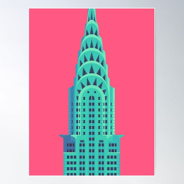 Chrysler Building New York Art Deco Minimal Red Poster Wall Art