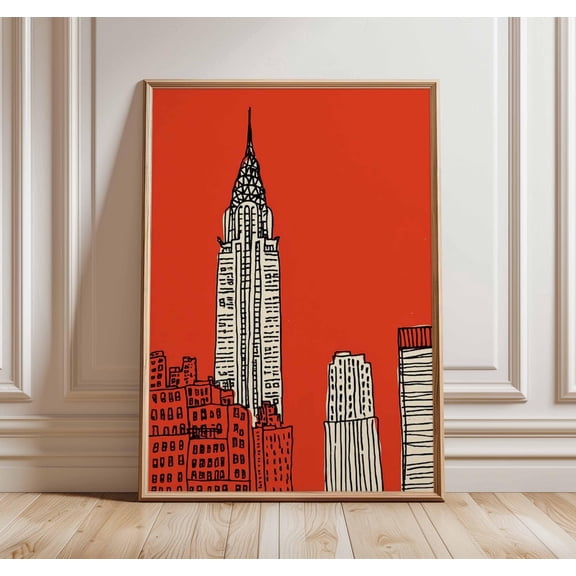 Chrysler Building Print, NYC Skyline, Modern Line Art, Poster Only