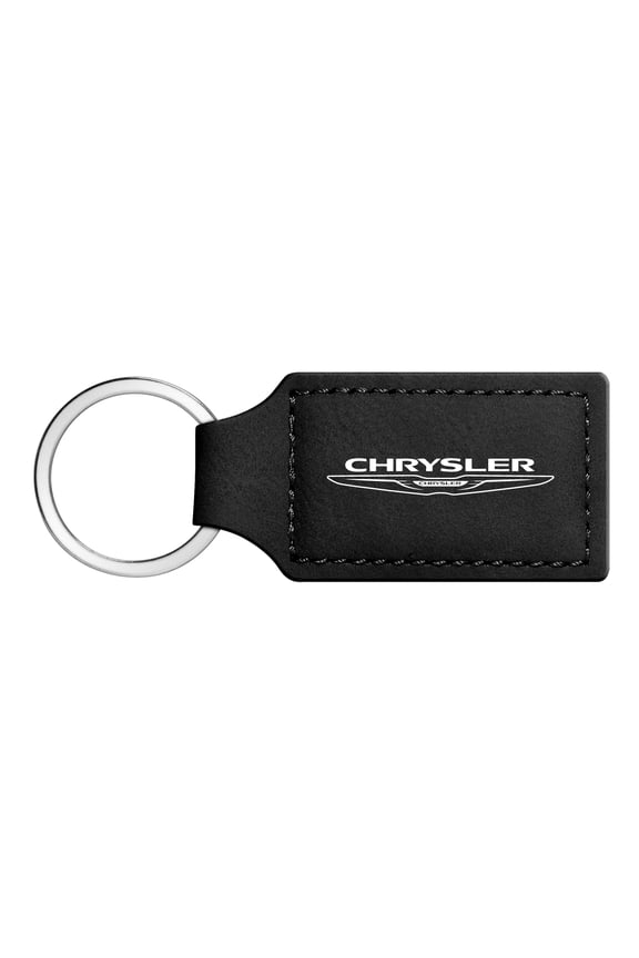 Chrysler Logo Rectangular Black Leatherette Key Chain