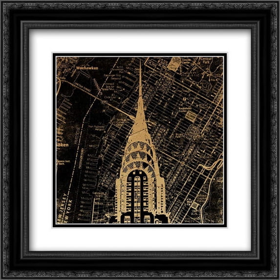 Chrysler Map 2x Matted 20x20 Black Ornate Framed Art Print by Grey, Jace