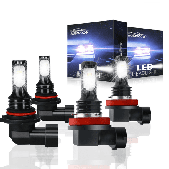 For Chrysler Pacifica 2017,2018 9005/HB3 H11 Combo Led Headlights High Low Beam 8000 Lumens 6000k Kits 4x Bulbs Super Bright 300% Brighter LED High Power Lamp Bulbs Plug and Play