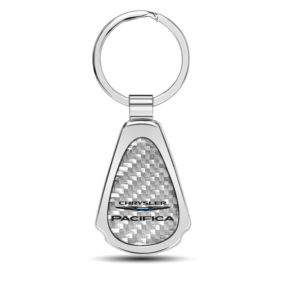 Chrysler Pacifica Real Silver Dome Carbon Fiber Chrome Metal Teardrop Key Chain