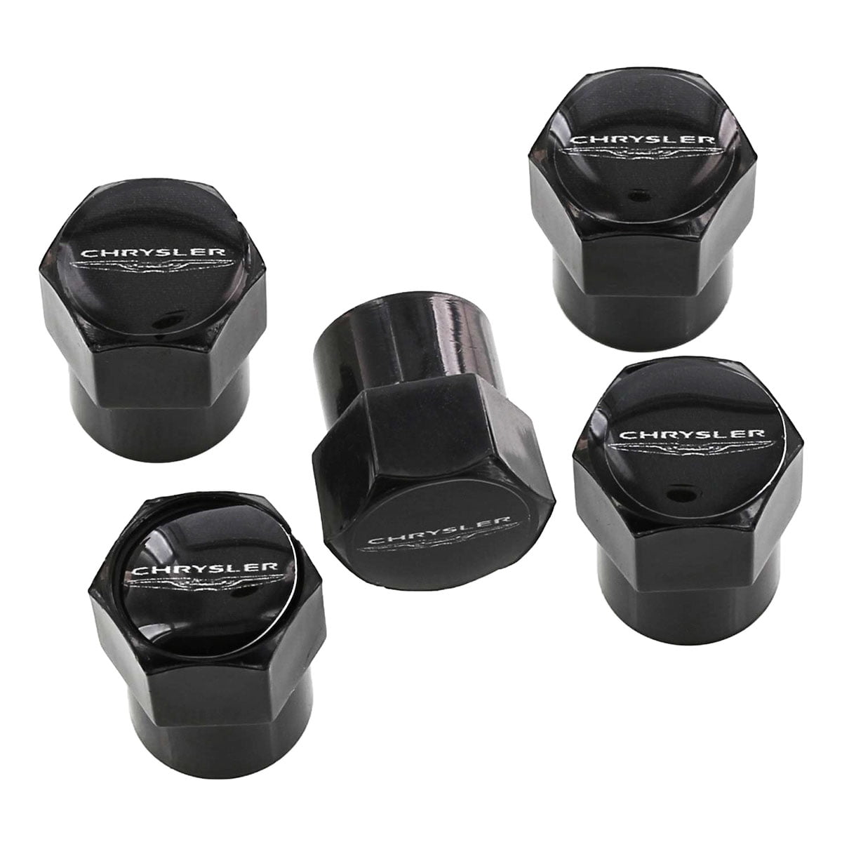 Chrysler Logo In Black On Real Carbon Fiber Barrel Black Aluminum Tire Valve Stem Caps - Foto 7
