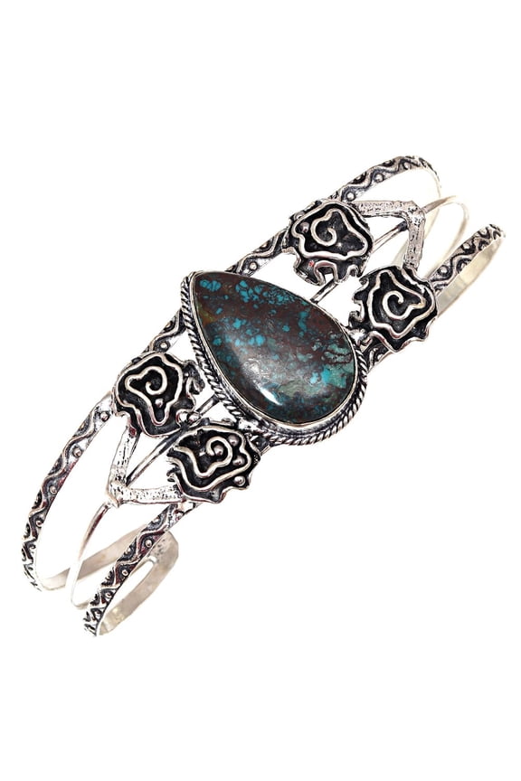 Chrysocolla Gemstone Gift For Her Jewelry Cuff Bracelets 7''Adjustable