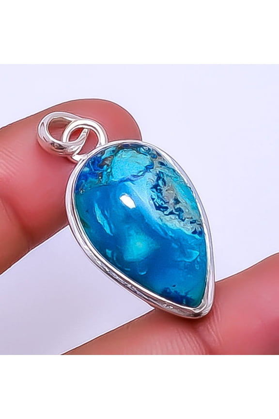 Chrysocolla - Madagascar Gemstone 925 Sterling Silver Pendant 1.56" P_9306_93_34