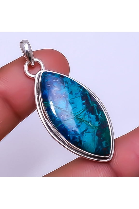 Chrysocolla - Madagascar Gemstone 925 Sterling Silver Pendant 1.95" P_9306_93_3