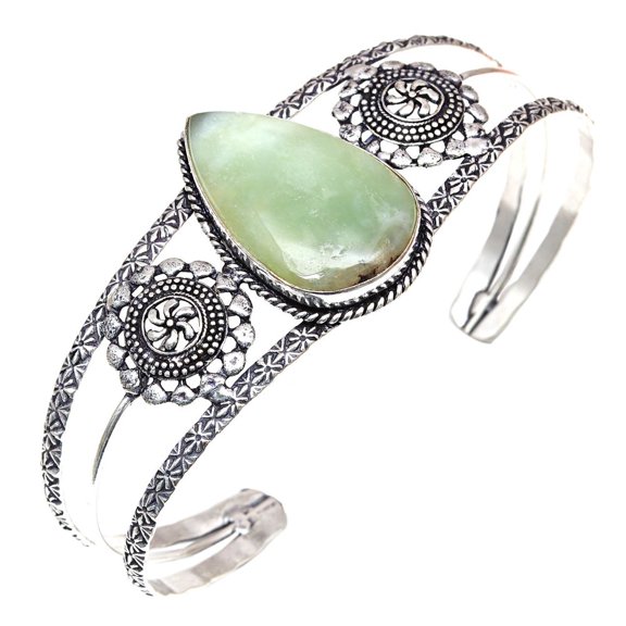 Chrysoprase Gemstone Handmade Jewelry Cuff Bracelets 7''Adjustable