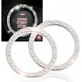 thumbnail image 1 of Chrystal Bling Ring Emblem Sticker- Zone Tech Rhinestone Start Engine- Ignition Button Car Key Knob-Interior Bling Push Button Auto- Decorative Decal Unique Silver Sparkly- Vehicle Rings Woman 2 pack, 1 of 7