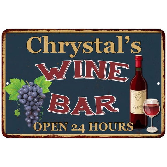 Chrystal's Green Wine Bar Sign Wall Decor 12 x 18 Matte Finish Metal 112180043929