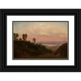 thumbnail image 1 of Chrystian Breslauer 14x11 Black Ornate Wood Framed Double Matted Museum Art Print Titled: Hilly Landscape at Sunset, 1 of 5