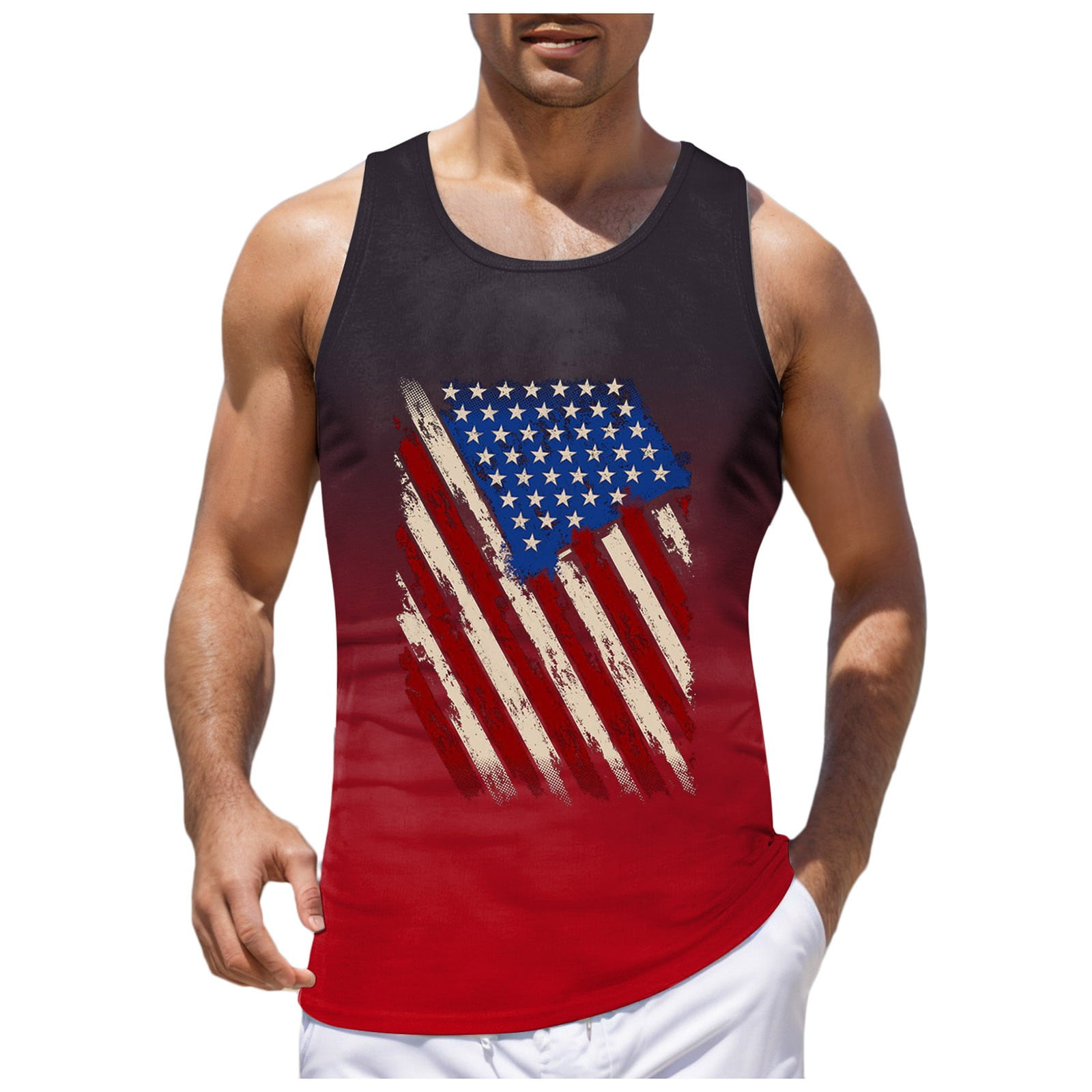 Chu Chu Beach Tank Tops For Men 3Xl Flag Shorts Men Patriotic Tanks